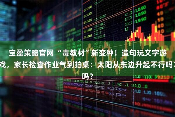 宝盈策略官网 “毒教材”新变种！造句玩文字游戏，家长检查作业气到拍桌：太阳从东边升起不行吗？