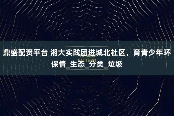鼎盛配资平台 湘大实践团进城北社区，育青少年环保情_生态_分类_垃圾